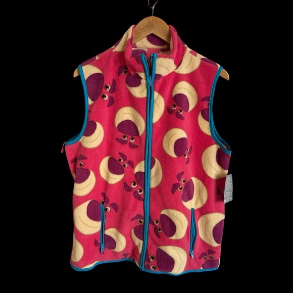 NWT Disney Parks size Large Pink Toy Story Lotso Fleece Zip Up Vest Jacket New - Picture 1 of 6
